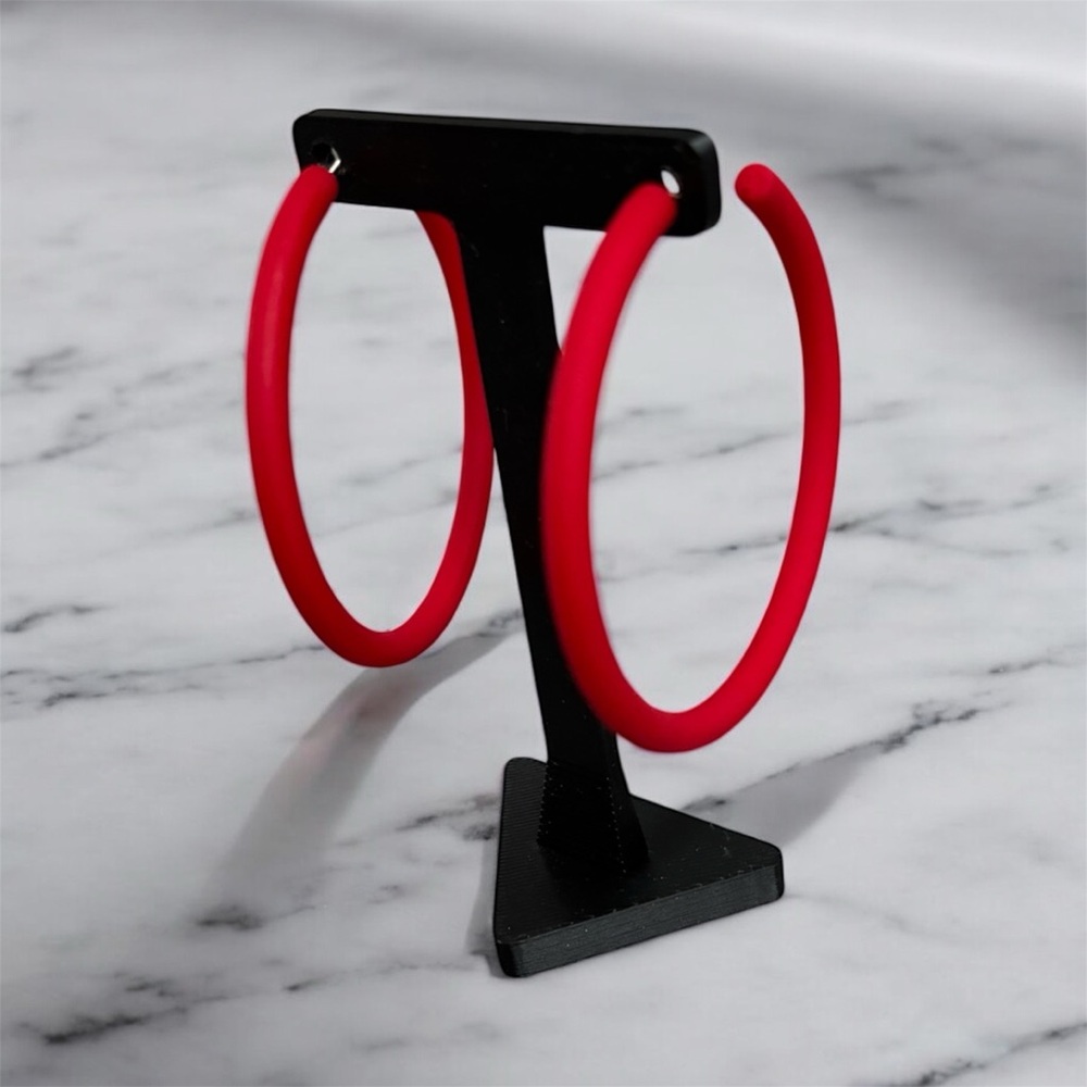 5/$25 (Pick 5 items for $25 Labeled) Bold Red Hoop Earrings